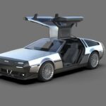 Lynx DeLorean DMC-EV Exterior Front Angle Gullwing Doors Open