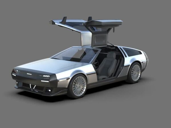 Lynx DeLorean DMC-EV Exterior Front Angle Gullwing Doors Open