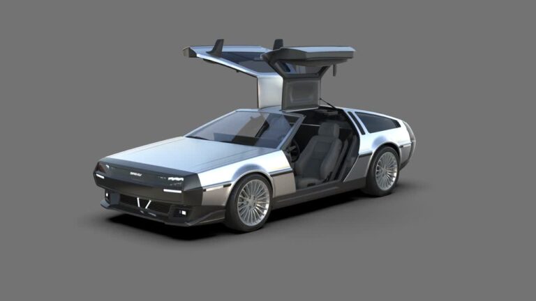 Lynx DeLorean DMC-EV Exterior Front Angle Gullwing Doors Open